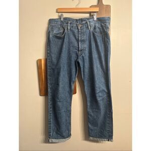 3sixteen Blue Denim Cotton Button Fly Straight Leg Jeans Stonewashed Size 33